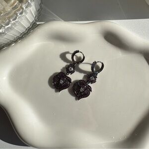 Elegant Purple Drop Earrings with Gemstones